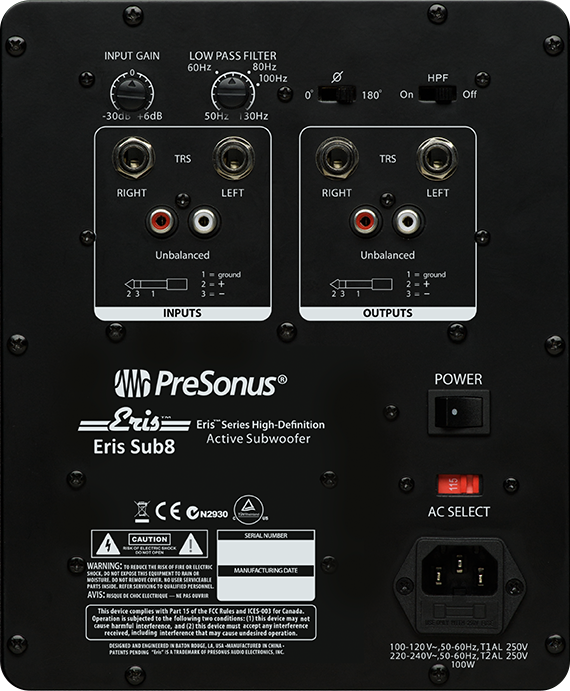 PreSonus 發(fā)布 Eris Sub8 低音音箱